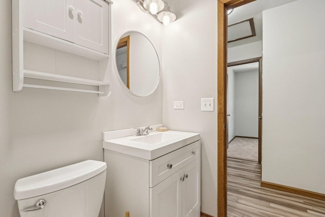 1228 N Lake Shore Dr, Round Lake Beach, IL 60073 - half bathroom featuring vanity and wood finished floors