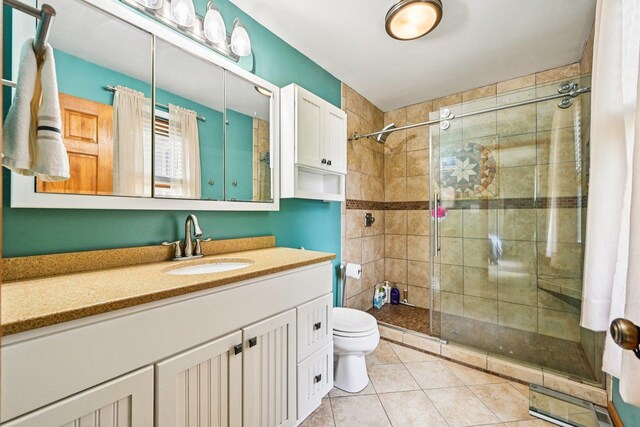 6180 Elm St, Union, IL 60180 - full bath with a shower stall, vanity, and tile patterned flooring