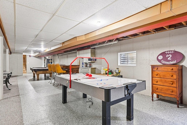6180 Elm St, Union, IL 60180 - game room featuring speckle patterned floor, pool table, and a drop ceiling