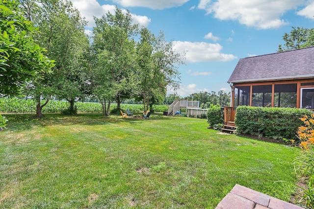 6180 Elm St, Union, IL 60180 - view of green lawn featuring a sunroom