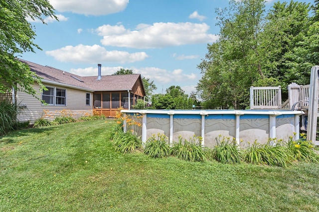 6180 Elm St, Union, IL 60180 - swimming pool with a sunroom and a lawn