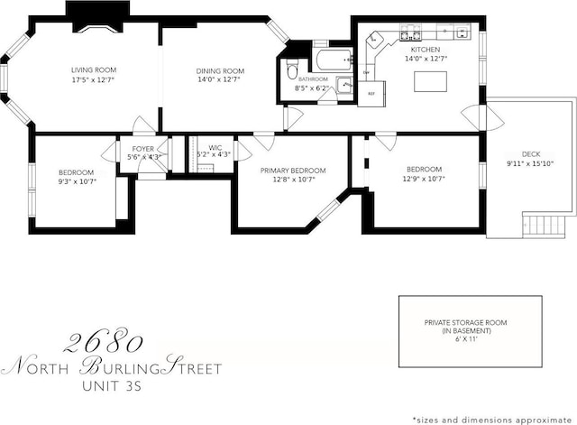2680 N Burling St Unit 3S, Chicago, IL 60614 - view of property floor plan