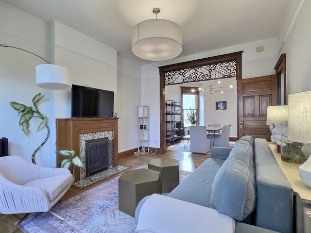 2680 N Burling St Unit 3S, Chicago, IL 60614 - living area featuring wood finished floors and a high end fireplace