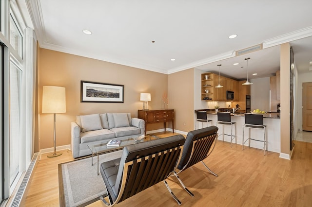 415 E N Water St Unit 806, Chicago, IL 60611 - living area featuring light wood finished floors, crown molding, and recessed lighting