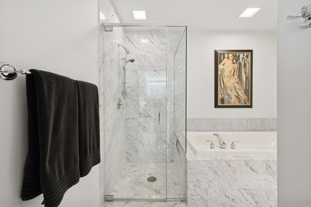 415 E N Water St Unit 806, Chicago, IL 60611 - bathroom featuring a garden tub and a marble finish shower