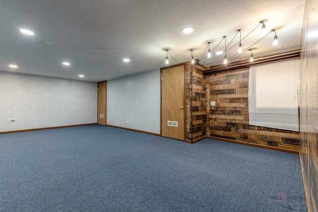 321 E Forest Knoll Dr, Palatine, IL 60074 - basement with wood walls, carpet floors, and recessed lighting