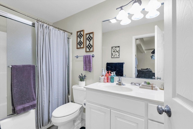 1707 Lydia Ct, Urbana, IL 61802 - full bath featuring vanity, shower / bath combo with shower curtain, and a chandelier