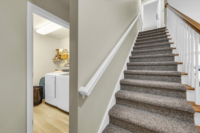 1707 Lydia Ct, Urbana, IL 61802 - stairs featuring washer and dryer and wood finished floors