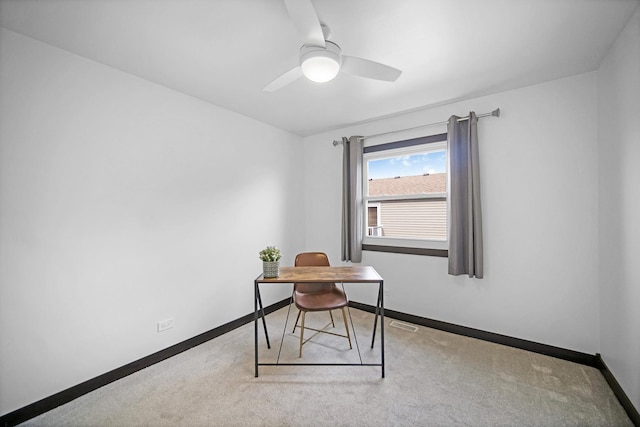 7927 164th Pl Unit 236, Tinley Park, IL 60477 - office area featuring ceiling fan and carpet floors