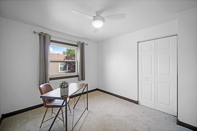 7927 164th Pl Unit 236, Tinley Park, IL 60477 - carpeted home office featuring baseboards and ceiling fan
