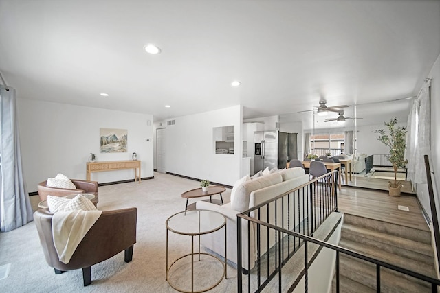 7927 164th Pl Unit 236, Tinley Park, IL 60477 - living area with recessed lighting, ceiling fan, and light carpet