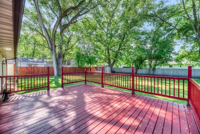 449 W 6th St, Braidwood, IL 60408 - deck featuring a shed and a fenced backyard