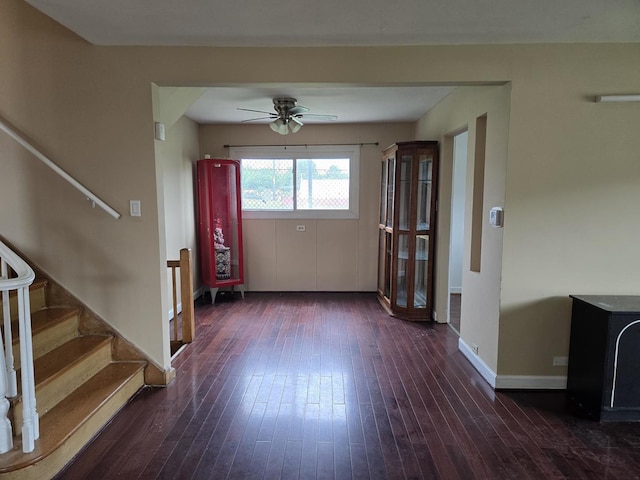 2130 W Highland Ave, Chicago, IL 60659 - entrance foyer with wood-type flooring, a ceiling fan, and stairs