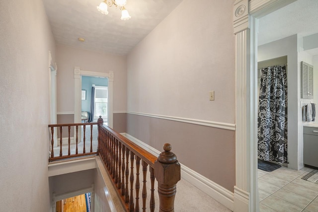 466 Quail Trap Rd, Caledonia, IL 61011 - corridor with an upstairs landing and a chandelier