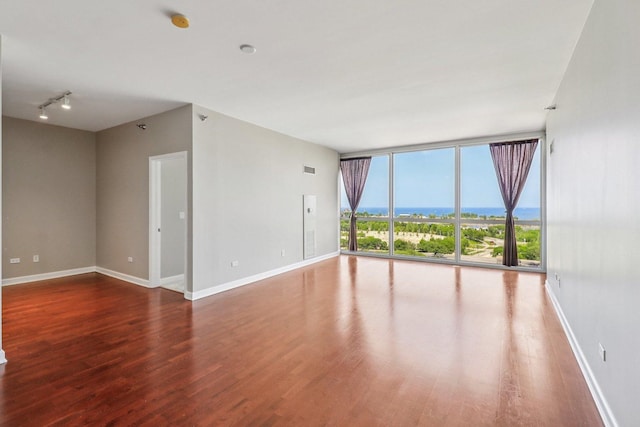 1841 S Calumet Ave Unit 1302, Chicago, IL 60616 - unfurnished room with floor to ceiling windows, wood finished floors, a smoke detector, and track lighting