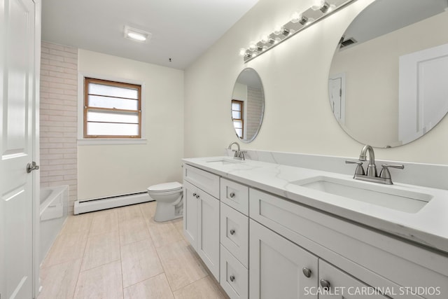 140 W Adams St, Villa Park, IL 60181 - full bathroom with a baseboard heating unit and double vanity