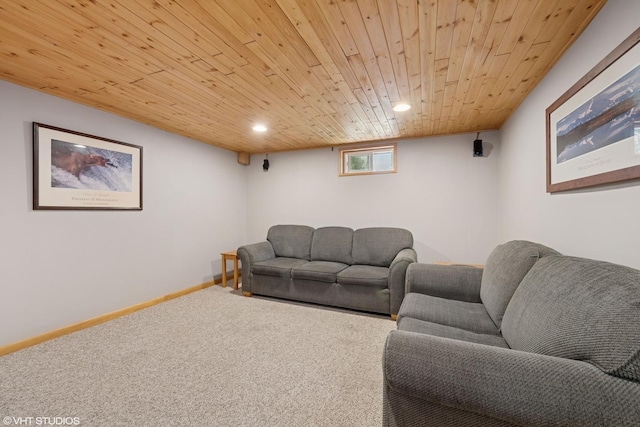 1407 N Dunton Ave, Arlington Heights, IL 60004 - living area with wood ceiling, recessed lighting, and carpet flooring