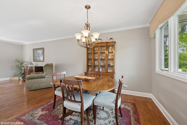 1407 N Dunton Ave, Arlington Heights, IL 60004 - dining area featuring a chandelier, wood finished floors, and crown molding