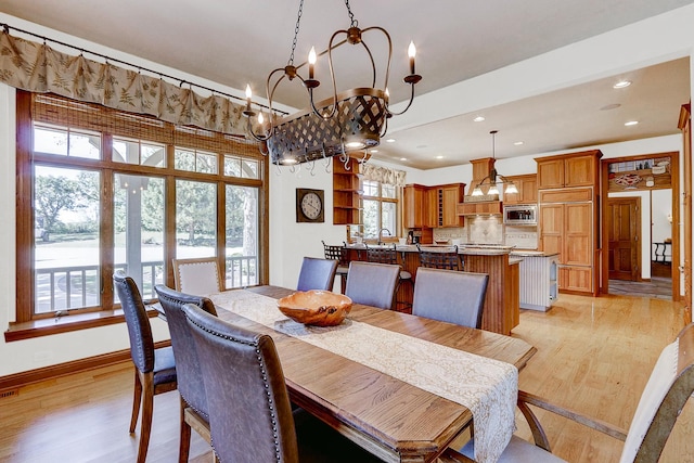 42720 N Converse Rd, Antioch, IL 60002 - dining area with a chandelier, light wood-type flooring, and recessed lighting