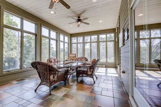 42720 N Converse Rd, Antioch, IL 60002 - sunroom with plenty of natural light, recessed lighting, wooden ceiling, and stone tile flooring