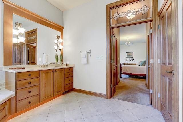 42720 N Converse Rd, Antioch, IL 60002 - ensuite bathroom with vanity, a ceiling fan, and tile patterned floors