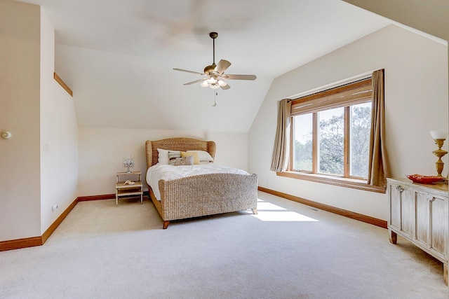 42720 N Converse Rd, Antioch, IL 60002 - bedroom with vaulted ceiling, light colored carpet, and a ceiling fan
