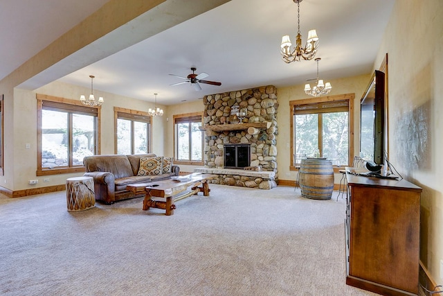 42720 N Converse Rd, Antioch, IL 60002 - living room with a chandelier, carpet flooring, and ceiling fan