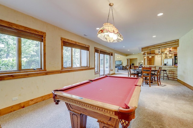 42720 N Converse Rd, Antioch, IL 60002 - rec room with light colored carpet, billiards, and recessed lighting
