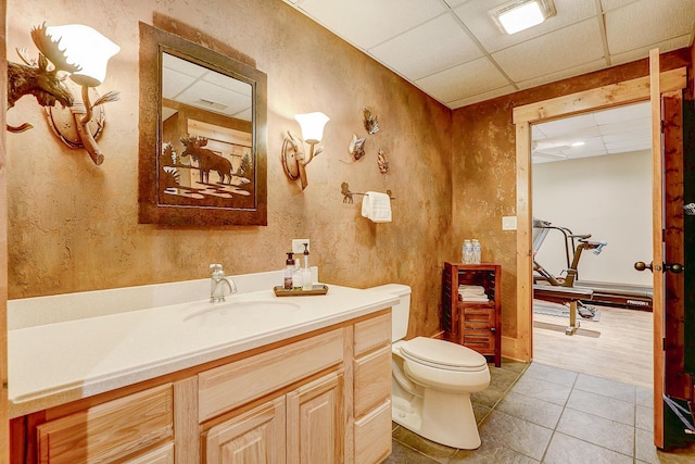 42720 N Converse Rd, Antioch, IL 60002 - half bathroom featuring a drop ceiling, vanity, and tile patterned floors
