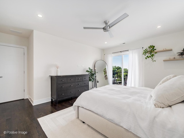 2707 W Belmont Ave Unit 4W, Chicago, IL 60618 - bedroom with wood finished floors, recessed lighting, ceiling fan, and access to outside