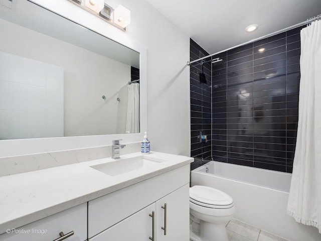 2707 W Belmont Ave Unit 4W, Chicago, IL 60618 - full bath with vanity, shower / bath combo with shower curtain, recessed lighting, and tile patterned flooring