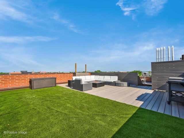 2707 W Belmont Ave Unit 4W, Chicago, IL 60618 - view of green lawn with an outdoor living space and a wooden deck
