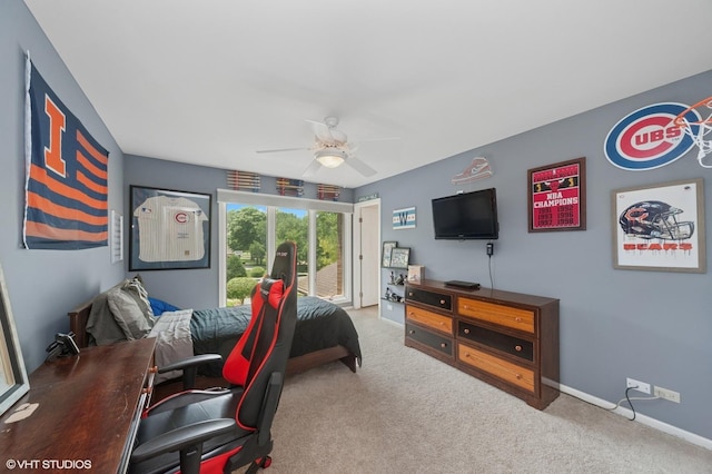 2741 Acacia Ter, Buffalo Grove, IL 60089 - carpeted bedroom with access to outside, a ceiling fan, and an office area