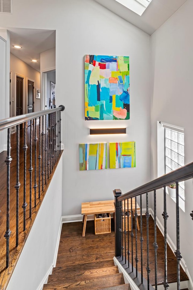 3047 N Racine Ave Unit 3, Chicago, IL 60657 - staircase featuring wood finished floors and recessed lighting