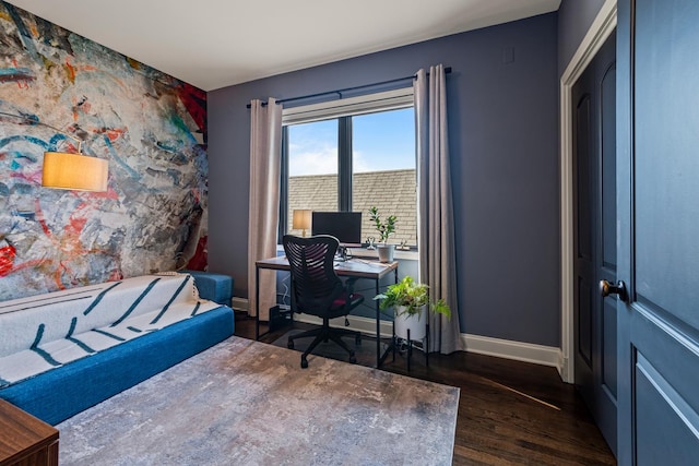 3047 N Racine Ave Unit 3, Chicago, IL 60657 - office area featuring dark wood-style floors and baseboards