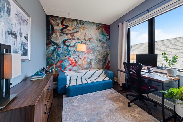 3047 N Racine Ave Unit 3, Chicago, IL 60657 - home office with wood finished floors and an accent wall