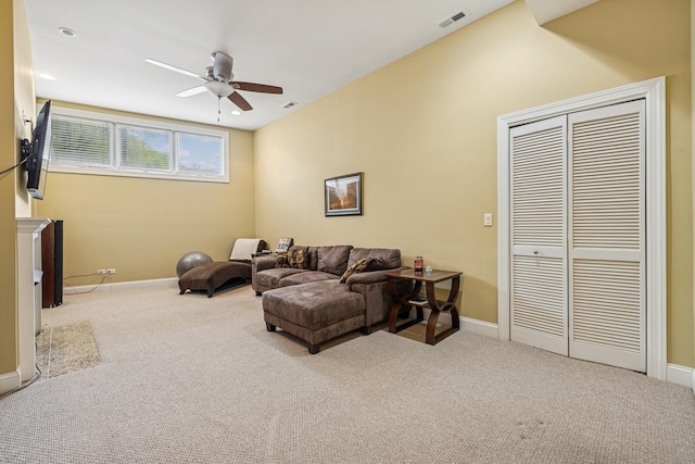 4660 N Winthrop Ave Unit 1N, Chicago, IL 60640 - living area featuring carpet flooring and ceiling fan