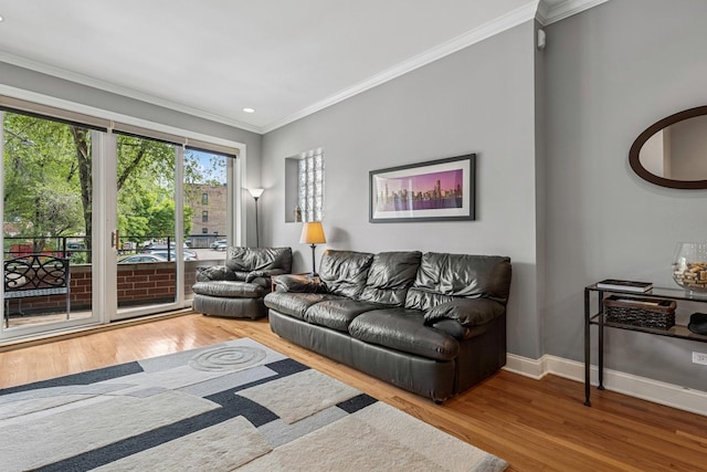 4660 N Winthrop Ave Unit 1N, Chicago, IL 60640 - living room featuring ornamental molding and wood finished floors