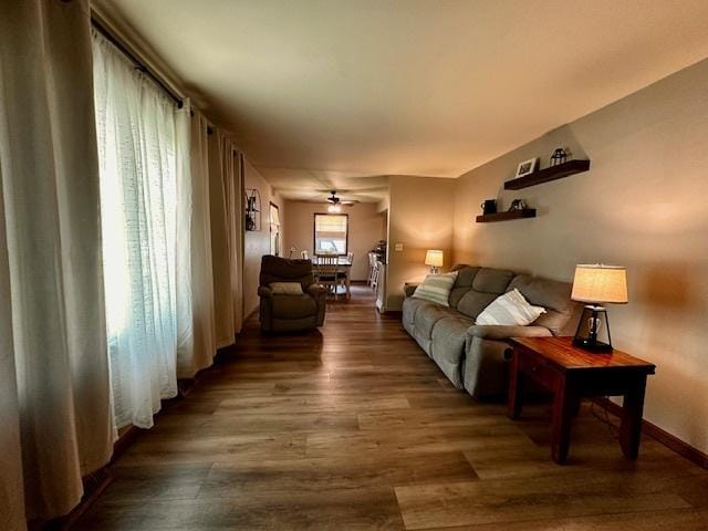 1700 Sunset Dr, Mendota, IL 61342 - living area with wood finished floors and ceiling fan