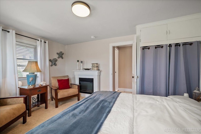 704 Cedar Ave, Saint Charles, IL 60174 - bedroom featuring light colored carpet and a glass covered fireplace