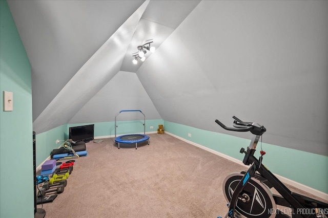 704 Cedar Ave, Saint Charles, IL 60174 - workout area featuring vaulted ceiling and carpet