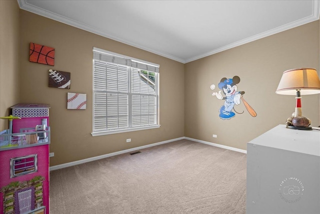 3210 Larrabee Dr, Geneva, IL 60134 - game room featuring ornamental molding and carpet