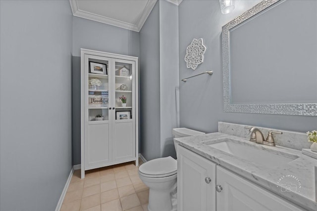 3210 Larrabee Dr, Geneva, IL 60134 - bathroom with ornamental molding, vanity, and tile patterned flooring