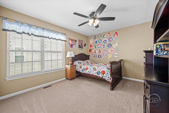 3210 Larrabee Dr, Geneva, IL 60134 - bedroom with light colored carpet and a ceiling fan