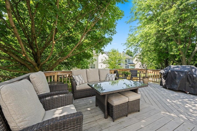 3210 Larrabee Dr, Geneva, IL 60134 - wooden deck featuring an outdoor hangout area and area for grilling