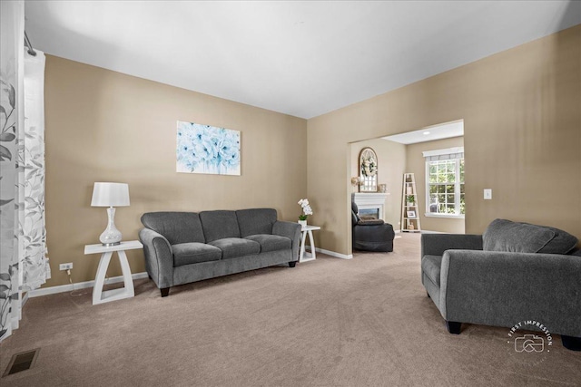 3210 Larrabee Dr, Geneva, IL 60134 - living room featuring carpet and a fireplace