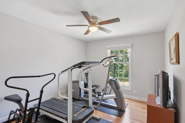 5085 Dukesberry Ln, Hoffman Estates, IL 60010 - exercise area featuring ceiling fan and wood finished floors