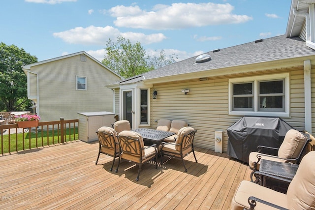 5085 Dukesberry Ln, Hoffman Estates, IL 60010 - wooden deck featuring grilling area and outdoor dining space