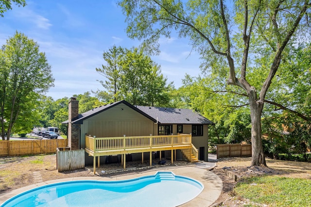 9704 Captains Dr, Algonquin, IL 60102 - view of pool featuring a wooden deck and stairway