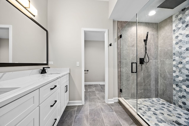 9704 Captains Dr, Algonquin, IL 60102 - bathroom featuring a stall shower and double vanity